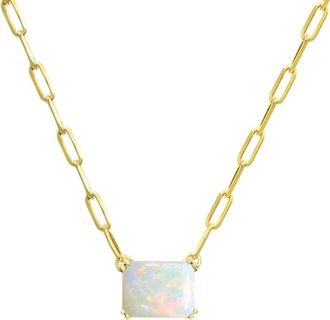 Diamond2Deal 10K Yellow Ethiopian Opal Pendant Necklace 18