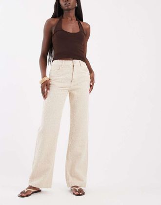 Asos Jeans dritti in denim testurizzato-Neutro