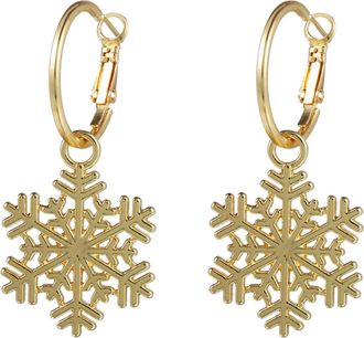Generic Elegant Snowflake Earrings Winter Holiday Dangle Drop Floral Hollow Out Design Women Fashion Jewelry (Gold, One Size)