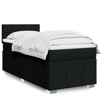 vidaXL Cama Box Spring Con Colch&oacute;n Tela Negro 90x190 Cm Vidaxl