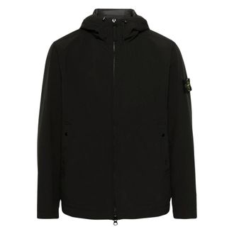 Stone Island Training Jackets, male, Black, Size: 2XL Soft Shell-R Padded Jacket