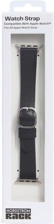 Nordstrom Rack Leather Apple Watch Watchband in Black- Silver at Nordstrom Rack