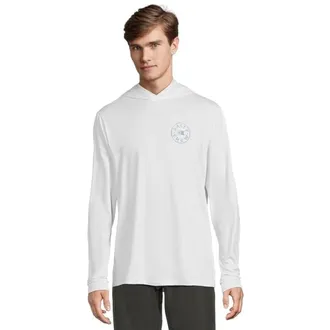 Salty Crew Watermark Sunshirt Men White Stretch Long Sleeve Hooded DDR2618