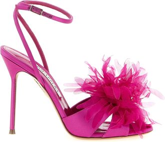 Aquazzura Fuchsia Textile Stiletto Heel Womens Sandals