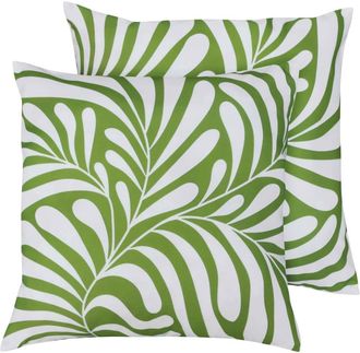 Oviala Juego de 2 cojines cuadrados de poli&eacute;ster, 45x45x8 cm verde oliva