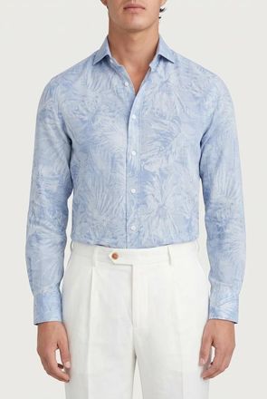 Brunello Cucinelli Light Blue Linen Cotton Shirt, Size X-Small