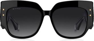 Etro Blossom 54mm Square Sunglasses in Black/Dark Grey Sf at Nordstrom