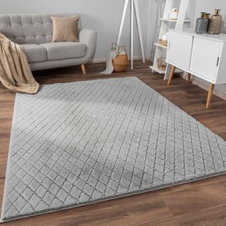 Paco Home Paco Home - Alfombra De Sala Con Pelo Corto, Estilo Escandinavo Abstracto Japandi Boho, Con Efecto 3d, Uni Crema 160x220 Cm, Gris 2