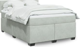 vidaXL Vidaxl - Cama Box Spring Con Colch&oacute;n Terciopelo Gris Claro 140x200 Cm