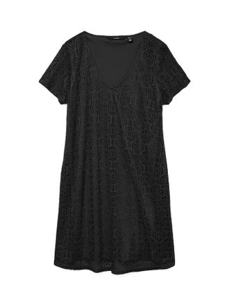 Vero Moda Minikleid VERO MODA VMMAYA SS V NECK SHORT DRESS JRS VO, Damen, Gr. XS, N-Gr, schwarz, Jersey, Obermaterial: 95% Polyester, 5% Elasthan, unifarben, re