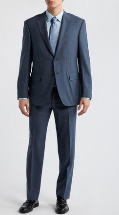 Canali Siena Regular Fit Blue M&eacute;lange Wool Suit at Nordstrom, Size 38 Us