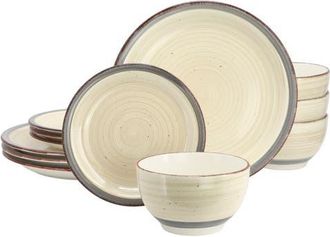 Gibson Home Holcomb 12 Piece Ceramic Dinnerware Set in Beige at Nordstrom