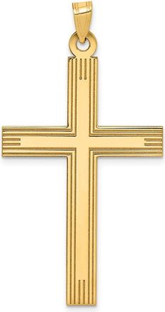 Diamond2Deal 14k Yellow Gold Laser Etched Cross Charm