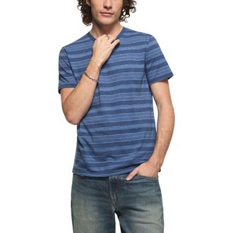 Lucky Brand Stripe Crewneck T-Shirt in Blue Multi at Nordstrom, Size X-Large