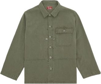Fortela Newfrog Japan Herringbone Cotton Overshirt in Green at Nordstrom, Size Xx-Large