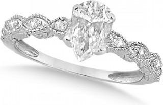 Allurez Pear-Cut Antique Lab Grown Diamond Engagement Ring in 14k White Gold (0.75ct)