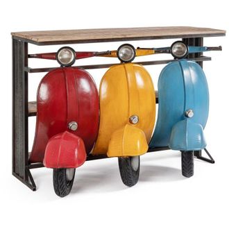 Decorspace Consolle porta oggetti da bar Tris Vespa colorate, struttura in acciaio, da 143,5 x 75 x 100,3 cm
