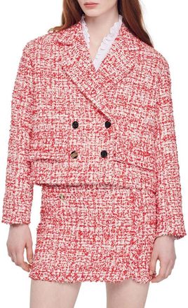 Sandro Avila Tweed Jacket in Rouge at Nordstrom Rack, Size 10 Us / 42 Eu