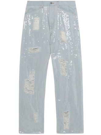 Palm Angels Jeans con paillettes - Blu