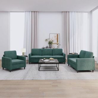 vidaXL vidaXL Set di Divani 3 pz Verde Scuro in Velluto