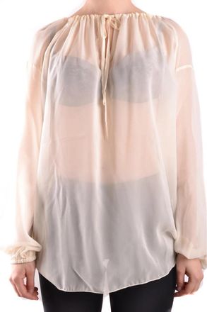 Dondup Oversized Blouse met Wijde Mouwen - Dames - Blouses - Beige - L - Katoen - Overhemden