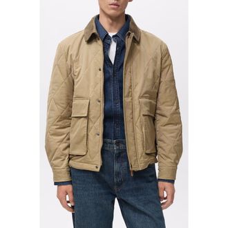 Mango Quilted Water-Repellent Jacket in Beige at Nordstrom, Size Small
