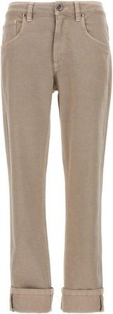 Brunello Cucinelli Coffee Cream Straight Five Pocket Trousers, Brand Size 40 (US Size 6)
