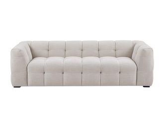 VENTE-UNIQUE.COM Sof&aacute; fijo poli&eacute;ster 3 plazas beige 230x98cm