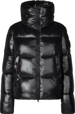 Save The Duck Shiny Puffer Jacket with High Collar and Cropped Length