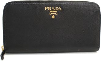 Prada Black Leather Long Wallet (Bi-Fold) (Pre-Owned)