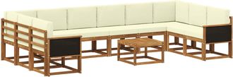 vidaXL Conjunto De Sof&aacute;s De Exterior 11 Uds. Natural Y Crema Vidaxl