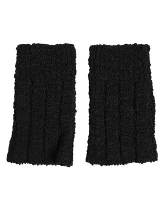Dolce & Gabbana Black Virgin Wool Knitted Fingerless Men Mens Gloves