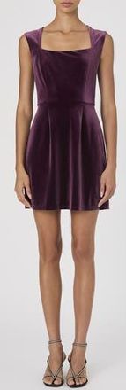 French Connection Square Neck Stretch Velvet Minidress in Burgundy Red at Nordstrom Rack, Size 14
