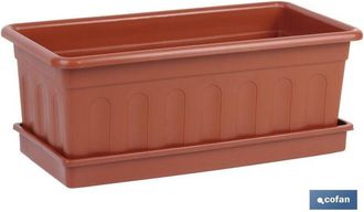 cofan Cofan - Jardinera Marron Modelo Azahar 60 X 22 X 15 + Plato 60 X 22 Cm Caja 12 Unid