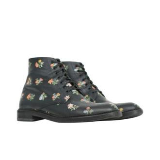 Saint Laurent Black Floral Lolita Ankle Boots Size 36