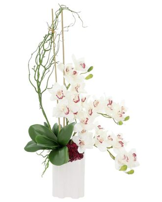 Creative Displays Inc. Handmade Faux Orchid Arrangement With Sedum In Ceramic Vase