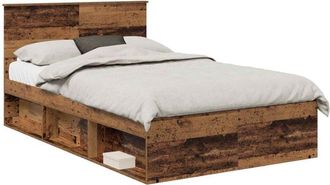 vidaXL Bed Frame with Headboard Old Wood 135 x 190 cm Engineered wood vidaXL