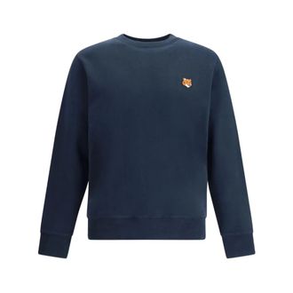 Maison Kitsun&eacute; Sweatshirts, male, Blue, Size: 2XL Round Neck Sweatshirt