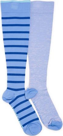 Muk Luks Nylon Blend Compression Socks 2 Pair Pack Wide Size in Blue at Nordstrom