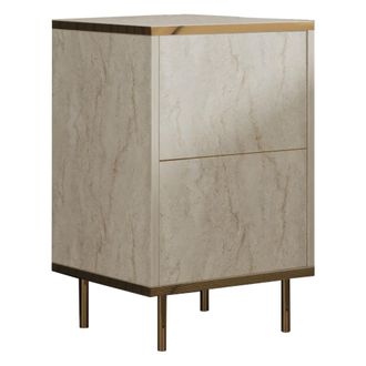 Dmora Mesita De Noche Vestone, Un Estante, Apertura Abatible, Una Puerta, 40x35x60h Cm Beige M&aacute;rmol