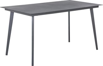 Beliani Mesa De Comedor De Jard&iacute;n Gris Acabado Mate 140 X 80 Cm Aluminio 4 Personas Rectangular Minimalista Industrial Mileto