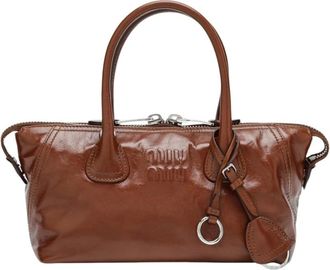 Miu Miu Vitello Shine Borsa a Mano - Bags - Mujer - Marr&oacute;n - ONE SIZE