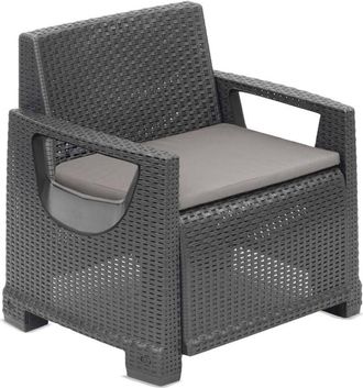 Dmora Sill&oacute;n De Exterior Rho, Con Brazos, Hecho En Italia, 66x72 Cm Gris Antracita
