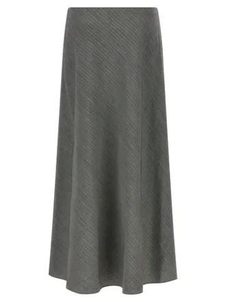 Alberta Ferretti Chevron Virgin Wool Skirt - gray