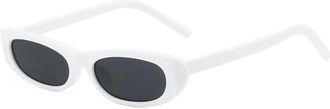 Generic Small Frame Mens Vacation Sunglasses Womens Outdoor Commuter Decorative Sun Glasses(White)
