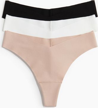 H&M 3er-Pack Unsichtbare Brazil Slips aus Baumwolle - White