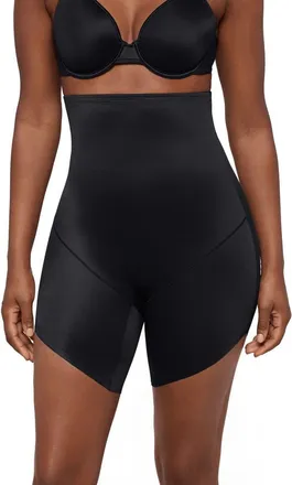 Miraclesuit Show Stopper High Waist Slant Hem Shorts in Black at Nordstrom, Size Xx-Large