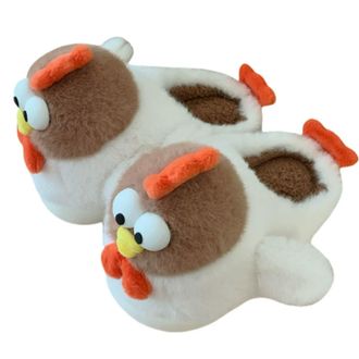 Generic Chicken Slippers for Women, Cute Chick Rooster Fluffy Plush Warm Memory Foam House Slippers (White-Chicken, UK, Adult, Women, 6, Numeric Range, UK Foo