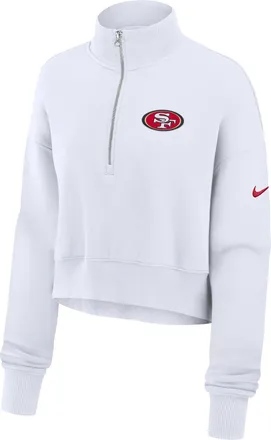 Nike San Francisco 49ers Primetime Phoenix Nike Womens NFL Oversized Cropped 1/4-Zip Crew in White | 01N910A9B-LCD