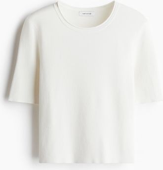 H&M T-Shirt aus Feinstrick - White